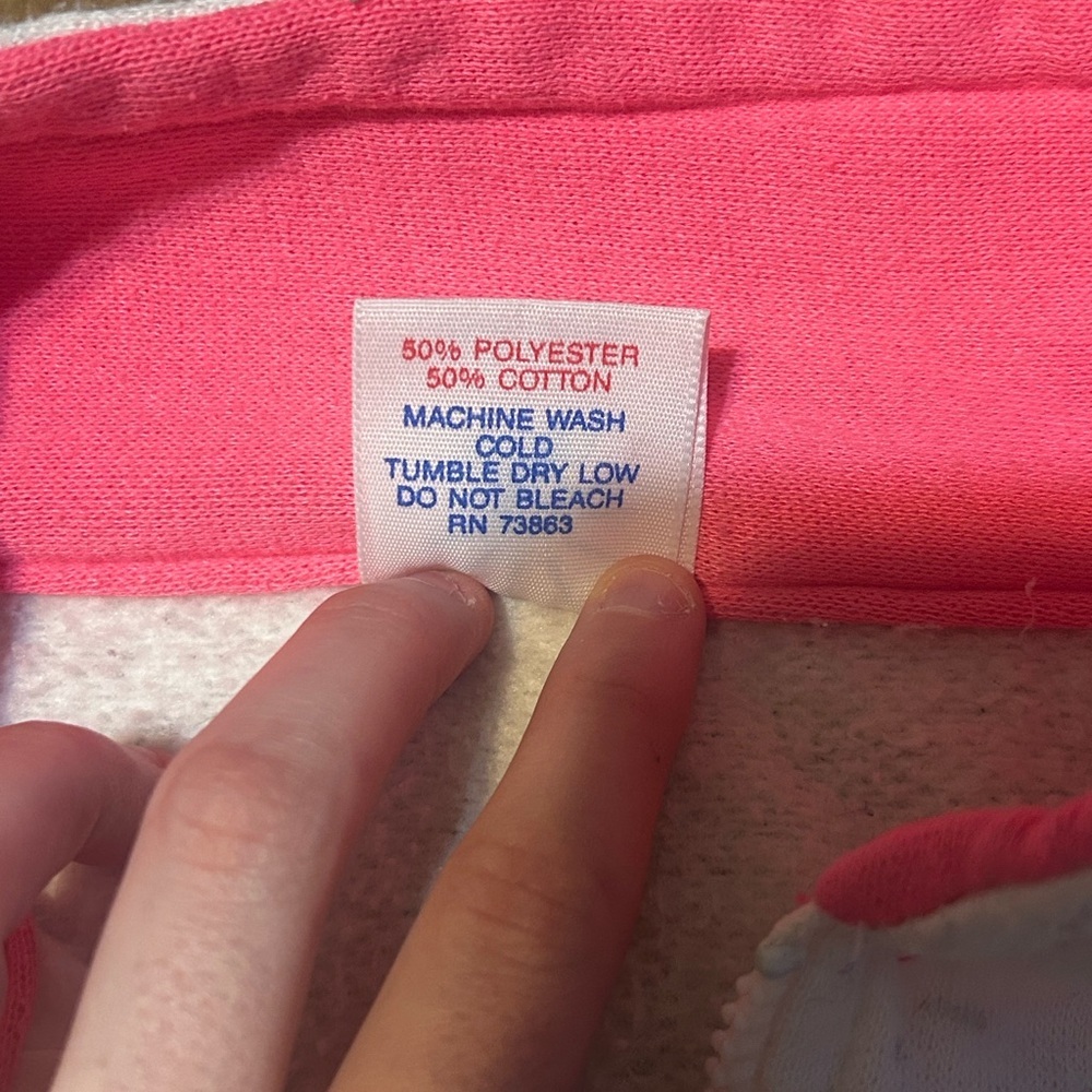 Vintage Magic USA Cat LOVE Quarter Zip Sweatshirt Pink Colorblock Women’s L - Picture 12 of 16